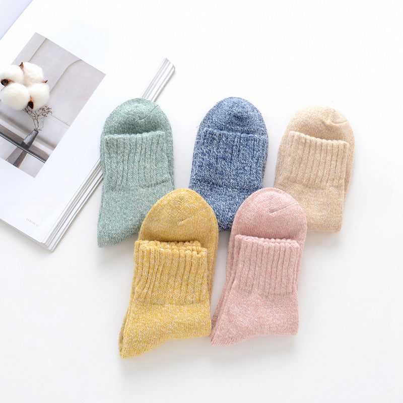 Winter Rhombus Wool Socks Thick Line Medium Tube