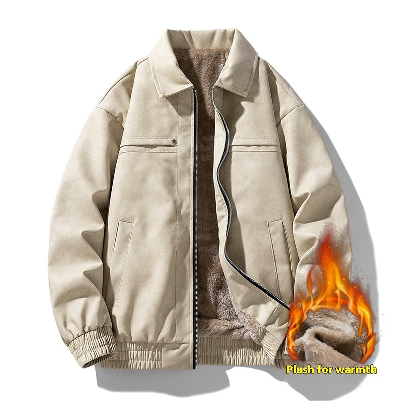 Loose Leather Thickened Leisure Warm Cotton-padded Coat