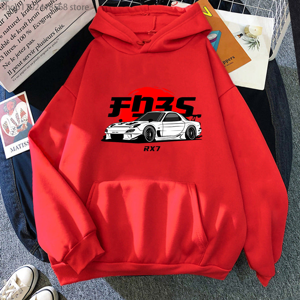 New Car Printed Men'swomen's Cotton Hoodie Casual