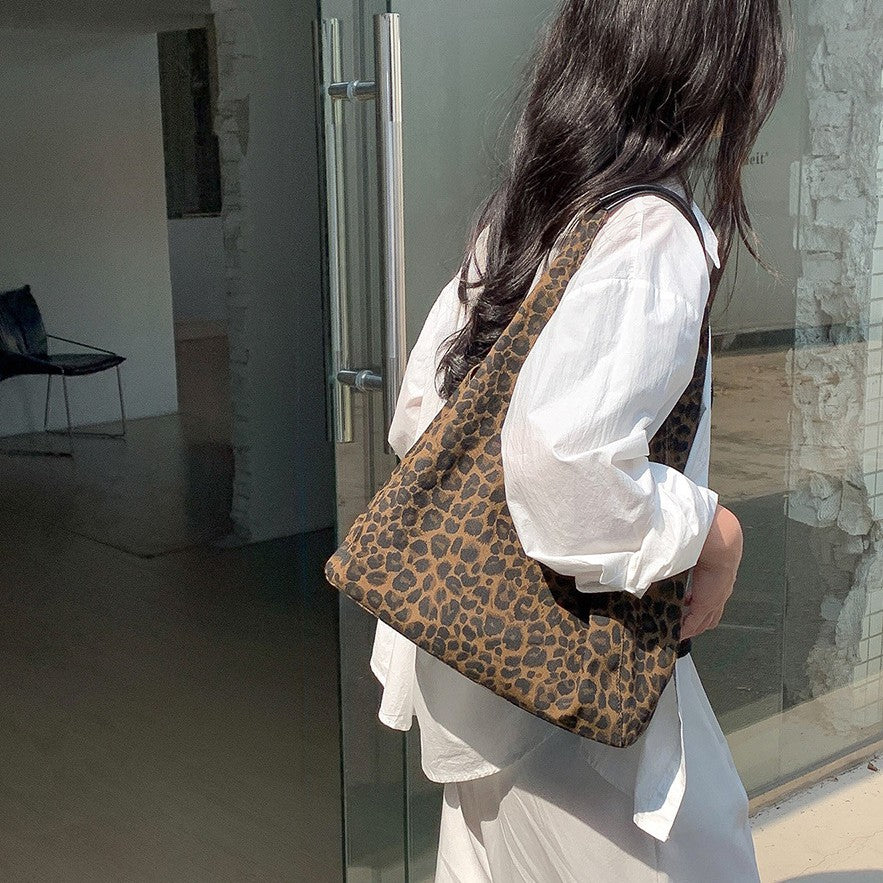 High-End Leopard-Print Design Tote Bag Large-Capacity Casual Shoulder Bag