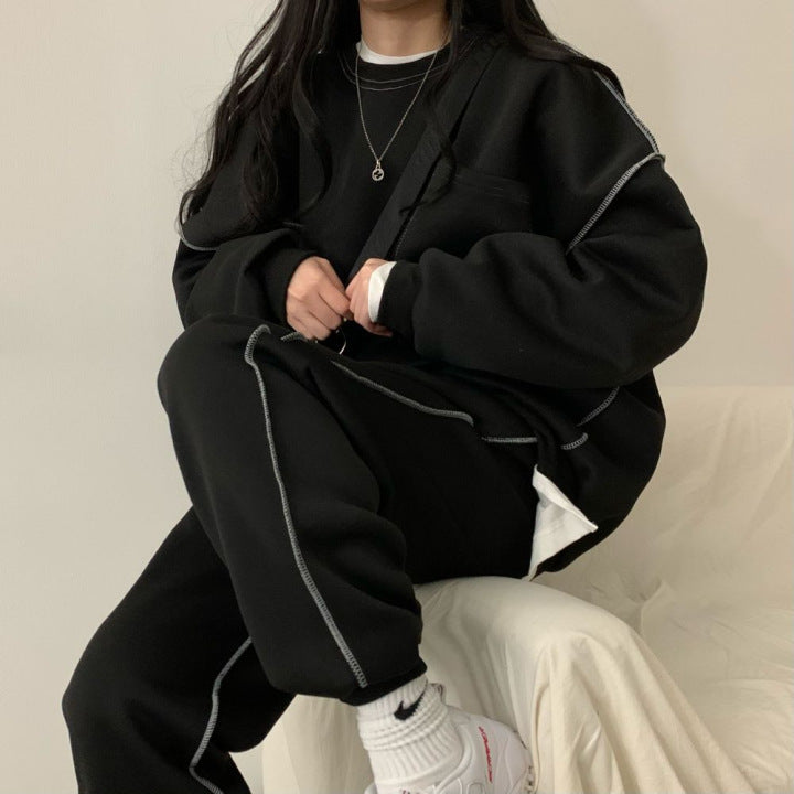 Womens Long-Sleeve Top And Pants Two-Piece Set Fashionable Casual Sportswear