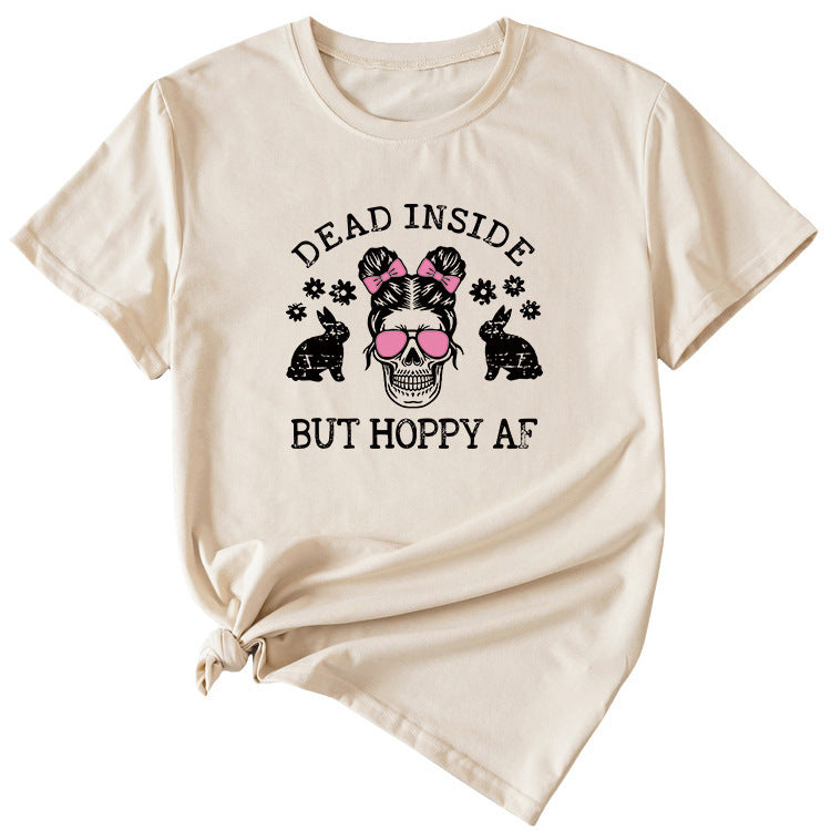 Skull Pattern Women's Summer Round Neck Short Sleeve