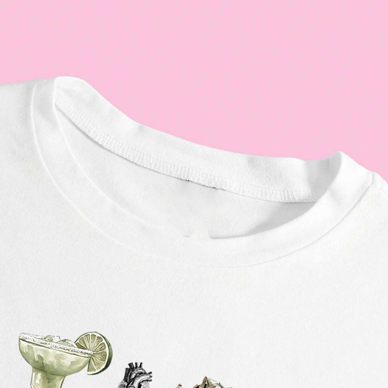 Womens Summer Casual T-Shirt With Metal Ball And Letter Print