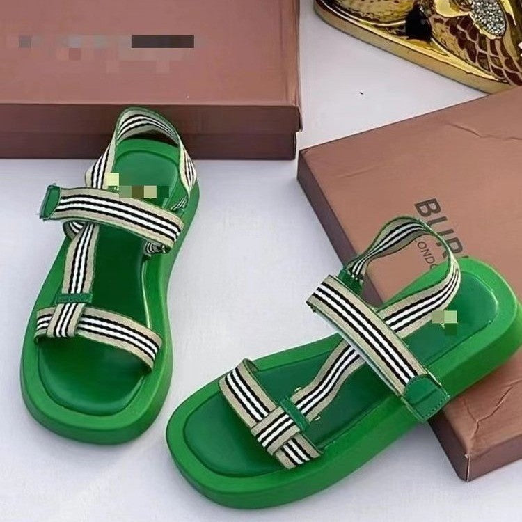 Velcro Ankle-strap Buckle Women's Open Toe Sandals