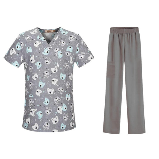 Bestselling Cartoon-print Nurse Uniform Womens Top And Pants