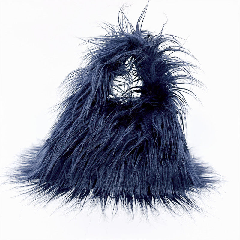Cross-border NImitated Tibet Sheep Fur Square Bag Plush Personality Style Hand Holding Clutch