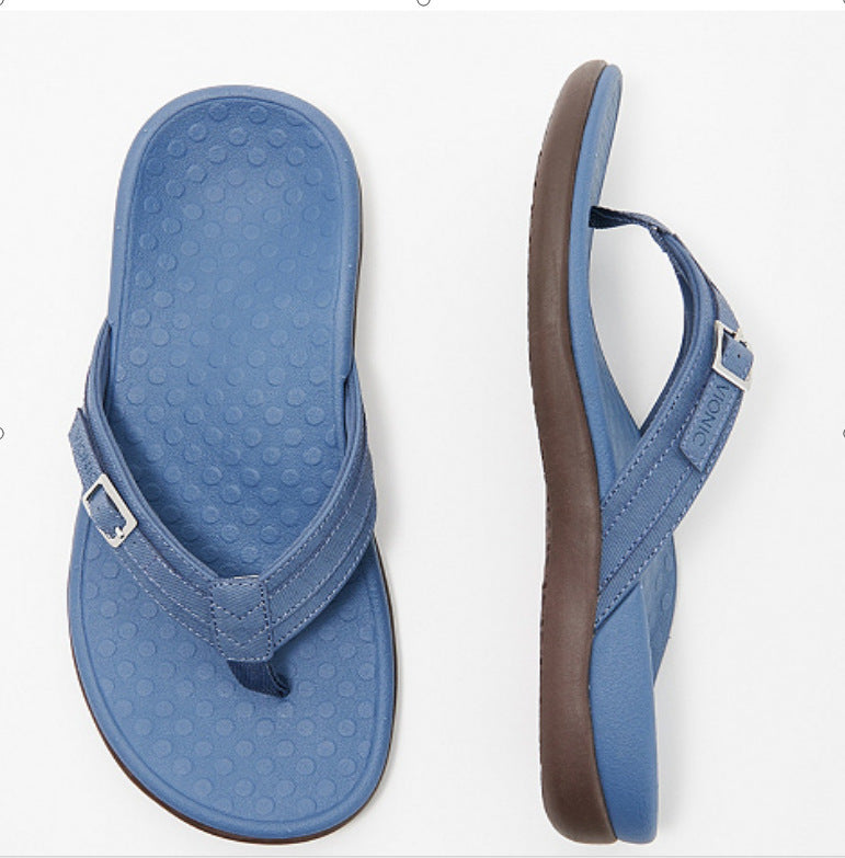 Women's Casual Flat Bottomed PU Metal Home Flip Flops