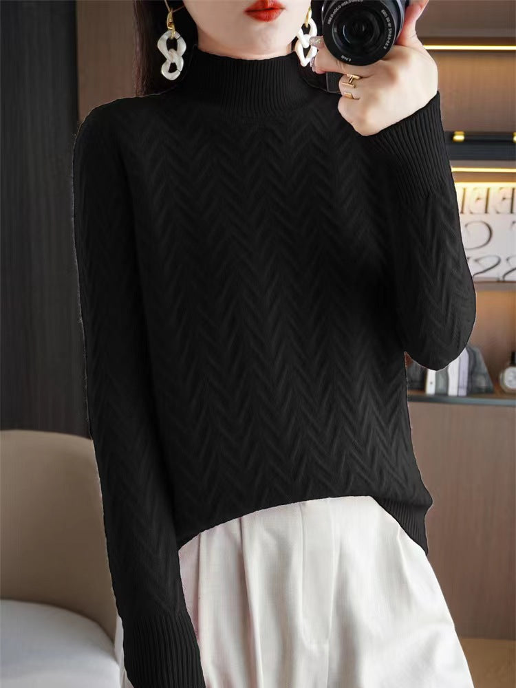 Mock Neck Sweater Women's Thick Loose All-matching