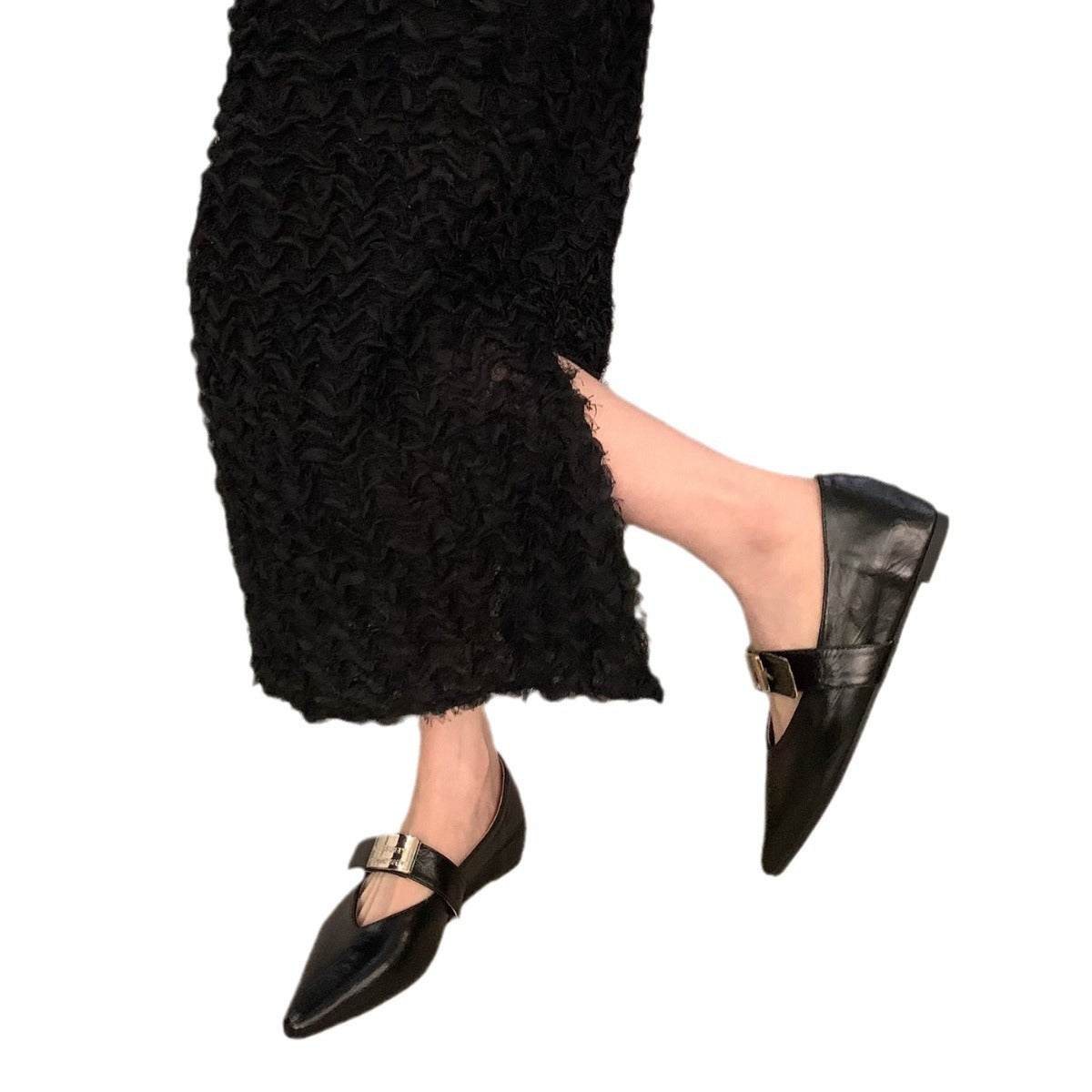 Summer One Word With Evening Wind Pointed Toe Silver Mary Jane Shoes