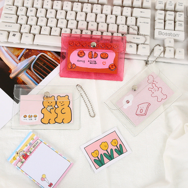 Girl Heart Laser Coin Purse PVC Transparent Card Cover