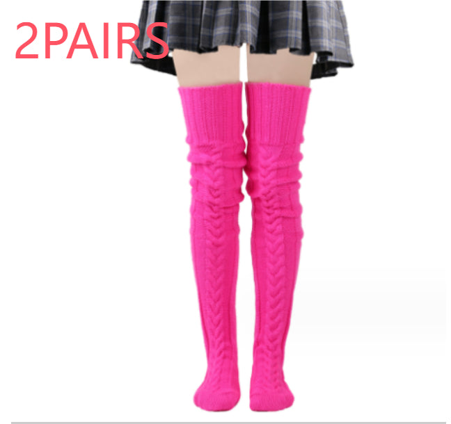 Women's Solid Color Over-the-knee Wool Foot Warmer Stockings