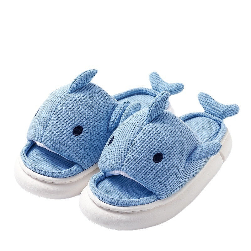 Women's Linen Platform Whale Slippers Summer Household