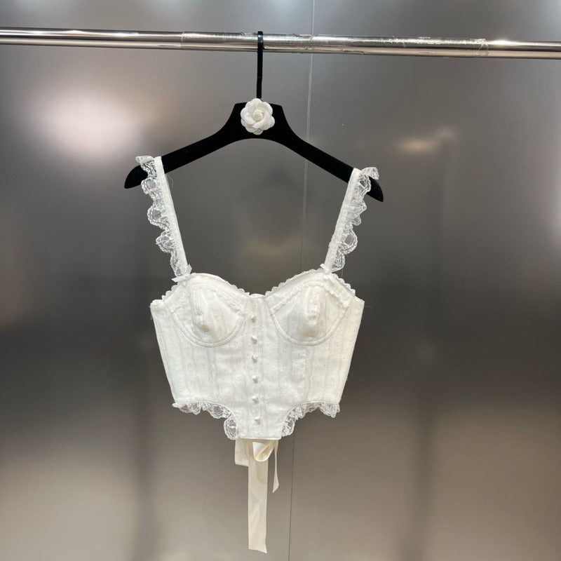 Shoulder Strap Single Breasted Back Ribbon Waist