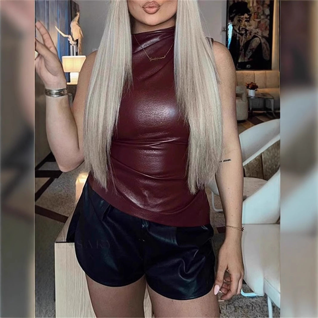 Stylish Fitted Waist Asymmetrical Hem Sleeveless Top Slim-fit New Design Vest