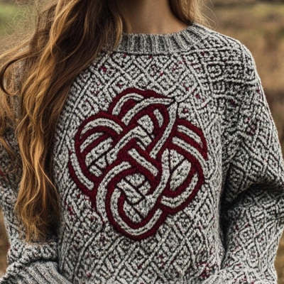 Womens Christmas Top Crew-neck Sweater In Faux Wool