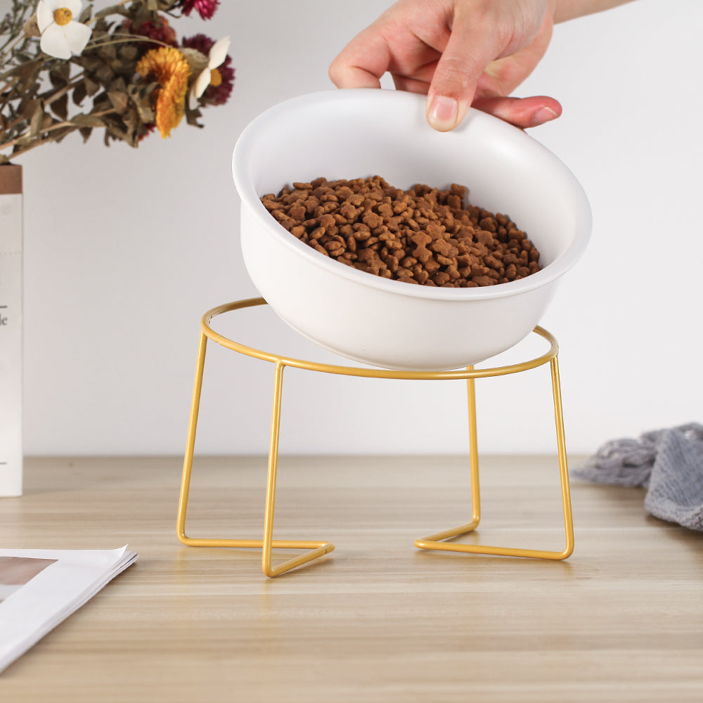Cat Bowl Oblique Mouth Tilted Ceramic Pet Bowl Cat Food Bowl
