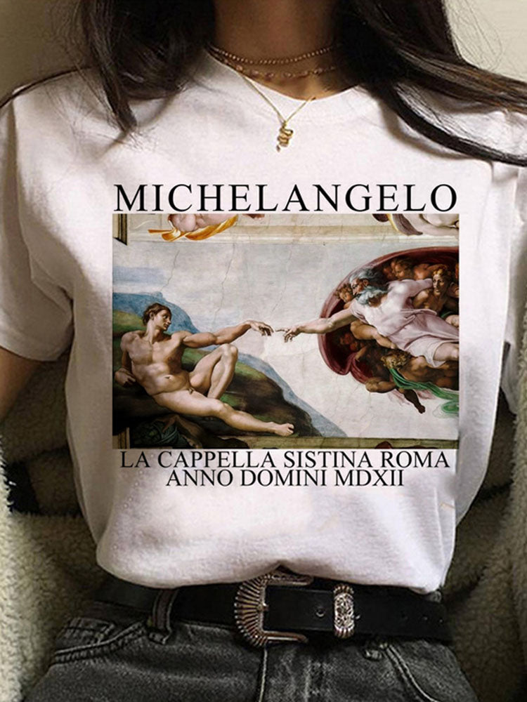 Europæisk og amerikansk alfabettryk kortærmet T-shirt