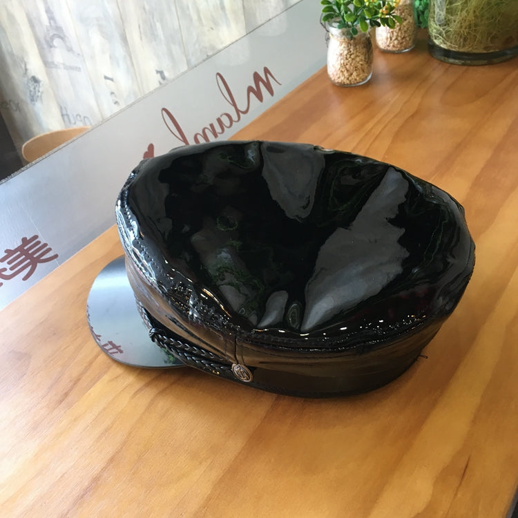 Women's Fashion Vintage Patent Leather Octagon Painter Hat