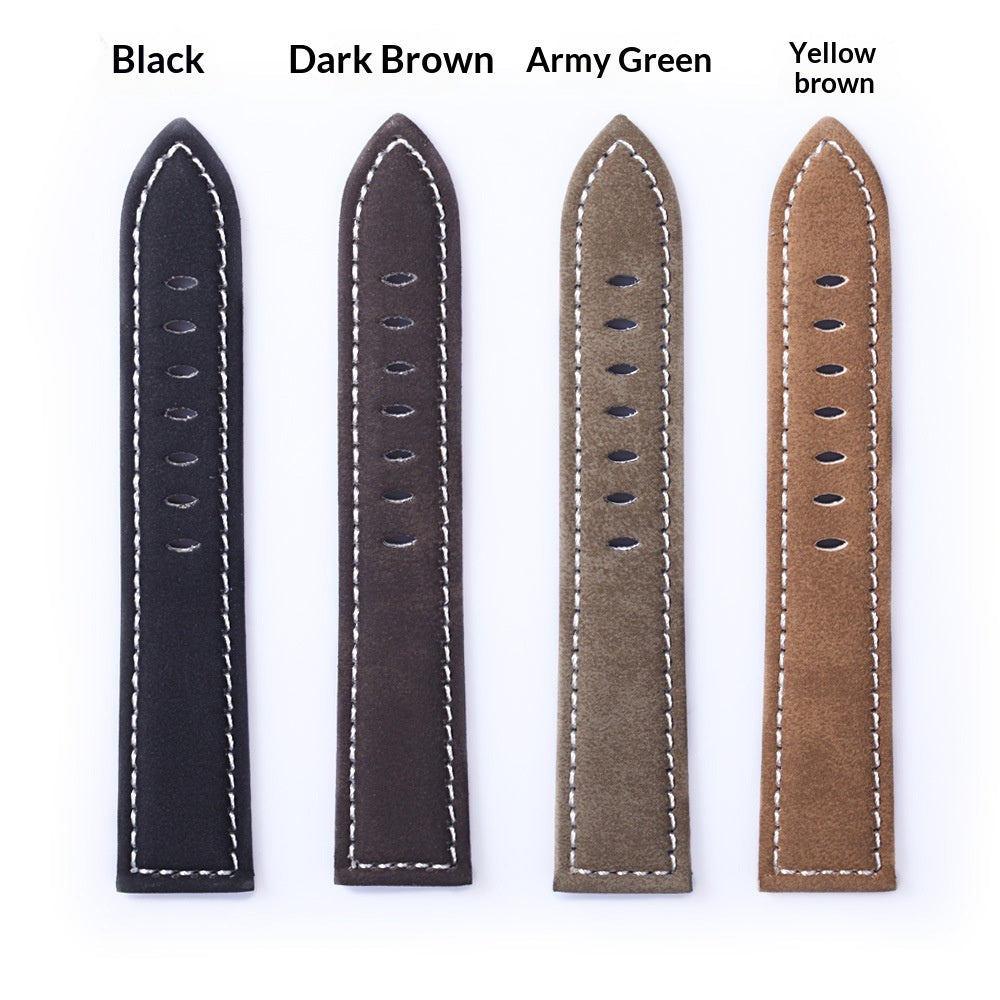 Frosted Cowhide Leather Watch Strap High-end Pure Handmade Thick Thread