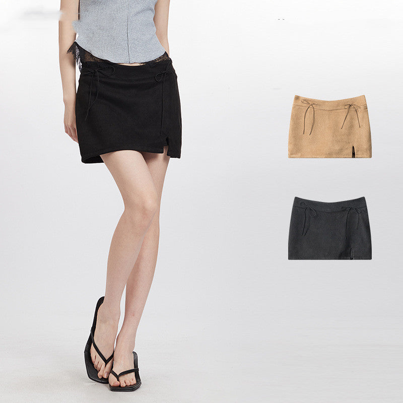 Højtaljet Slim-fit Nederdel med Sløjfedetaljer og Shorts