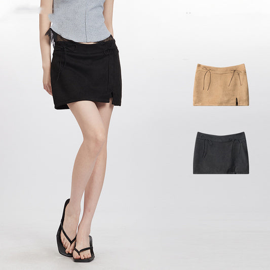 High Waist Slim-fit Skirt Bow Bandage Design Shorts