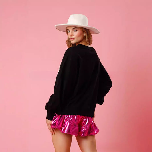 Love Pearl Rundhalspullover Løs Sweater