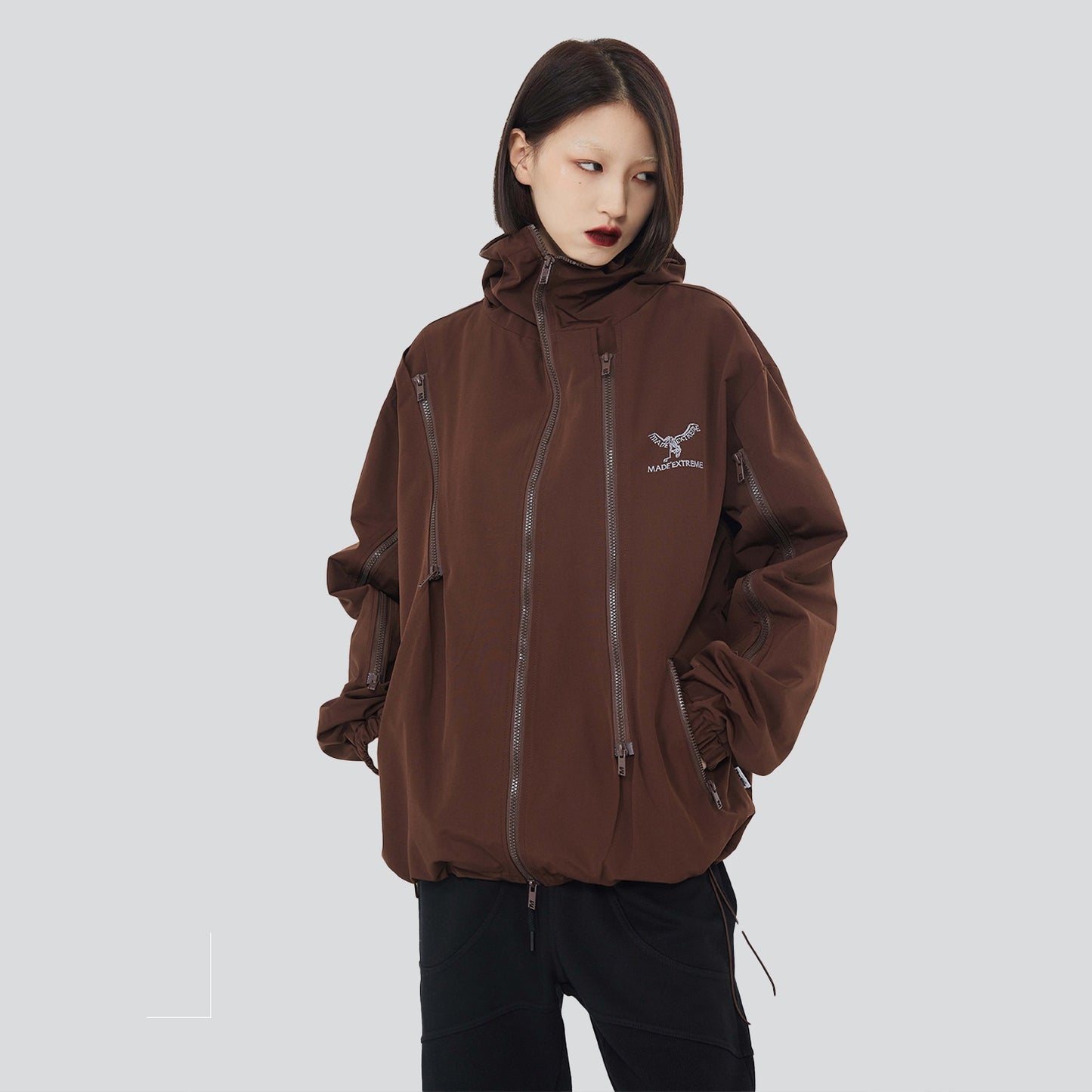Outdoor Functional Windproof Multi Zipper Vintage Coat