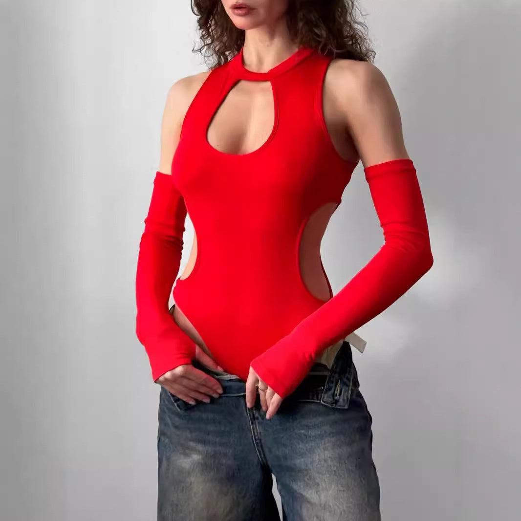Solid-color Turtleneck Long-sleeve Bodysuit