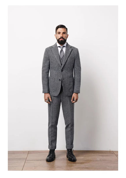 Britiskstil Uld Sildeben Blazer Herre Plus Size Formel Beklædning Business og Modedragt