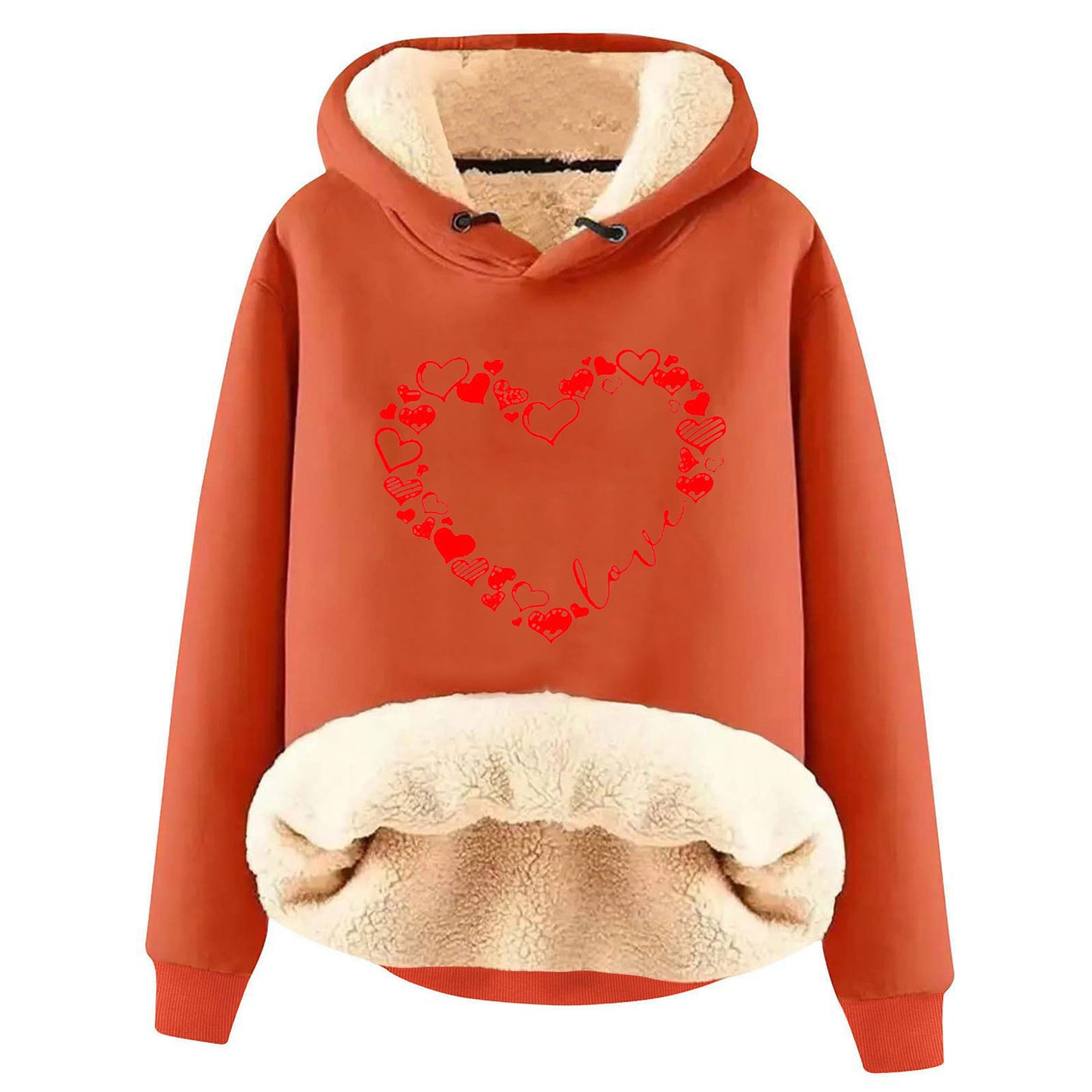 European And American Hooded Sweater Fleece Lined Padded Warm Keeping Loose Hooded Pullover