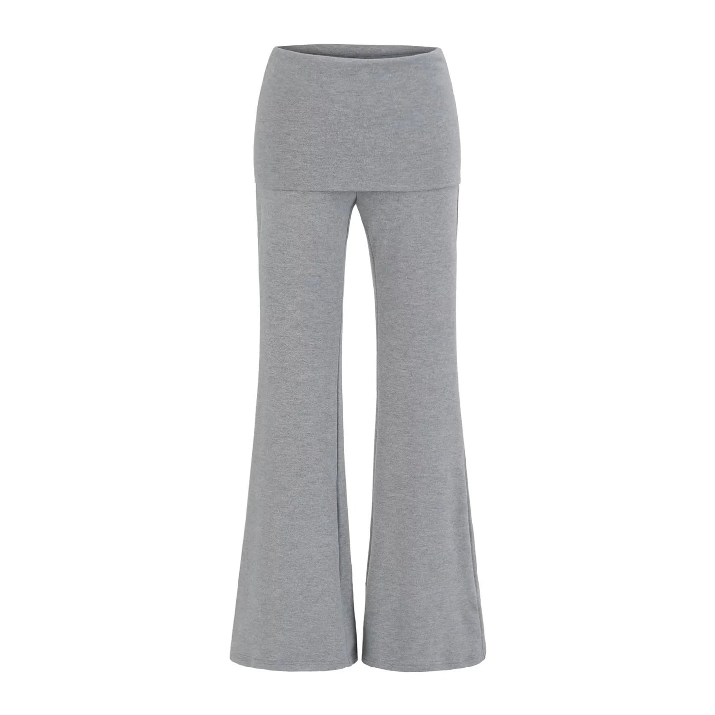 Womens Stretchy Knit Flared Pants With A Defined Waist For A Slimming Flowing Fit
