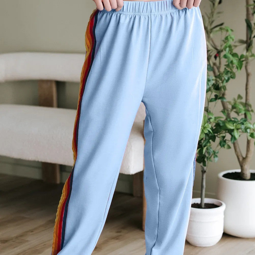 Light Blue Counting Rainbows High Waist Sweatpants