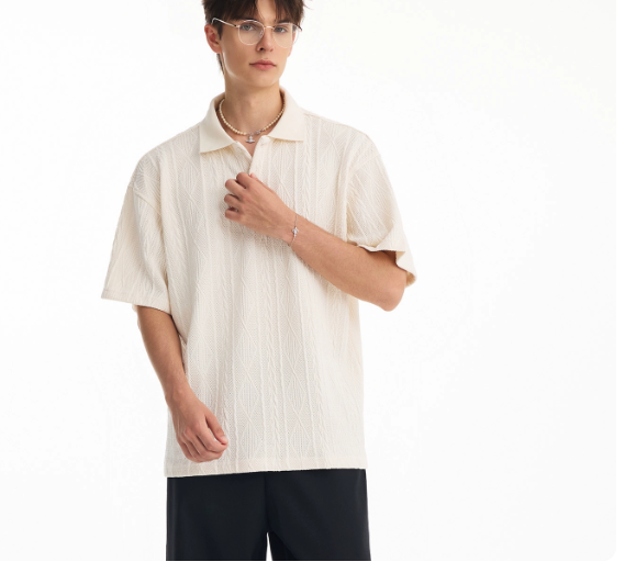 Men's Heavy Texture Knitted Polo Shirt