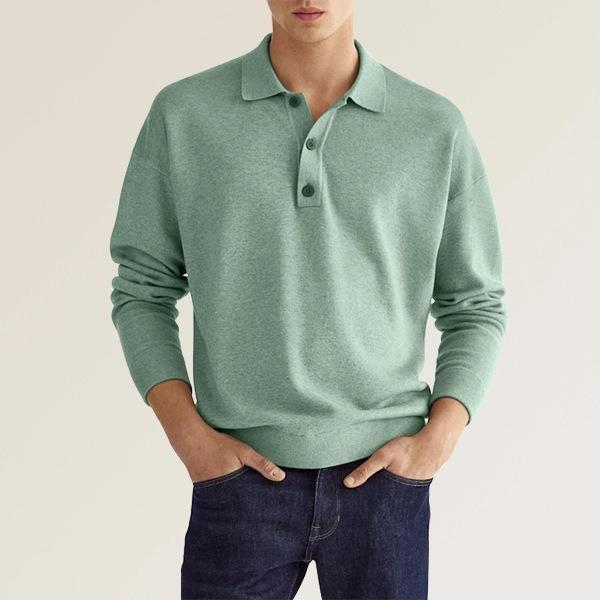 European And American Autumn Long Sleeve V-neck Buttons Men's Casual Jacket Polo Shirt