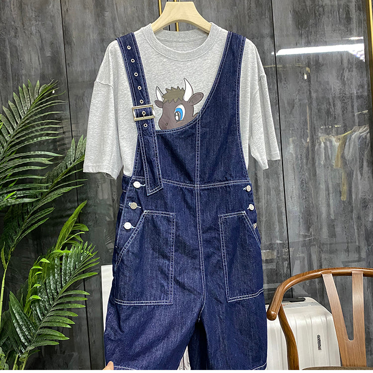 Women's New High Waist Loose Casual Strap Denim Shorts