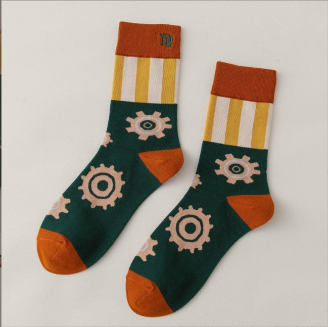 12Constellations Embroidered Socks Autumn And Winter