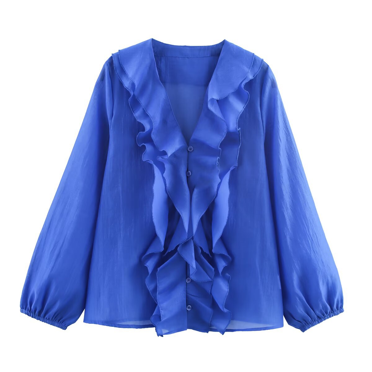 Summer Laminated Decoration Long Sleeve Shirt Top
