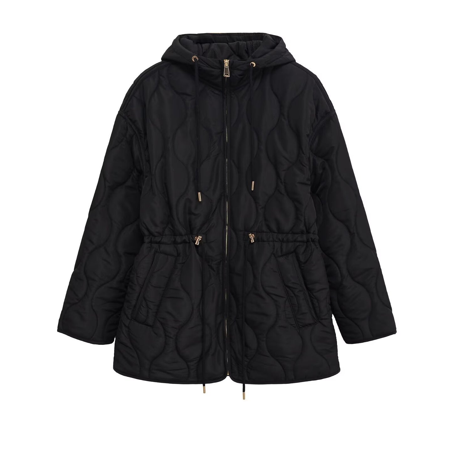 Women's Solid Color Casual Quilted Zip-up Cotton Coat