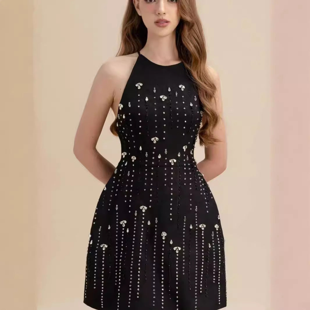 New Elegant Intricately Beaded Cocktail Mini Dress