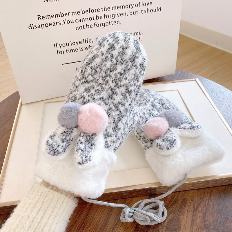 Winter Plush Thickened Knitting Gloves