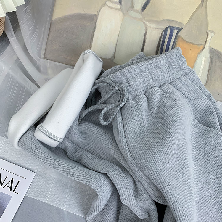 Large Size Women's 300 Jin Plus Fleece Thickened Bundle Feet Haren Pants