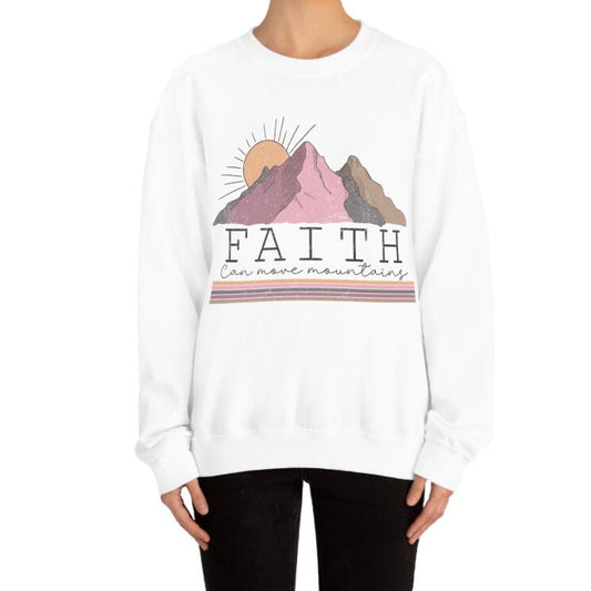 Faith Can Move Mountains Printed Cartoon Pullover
