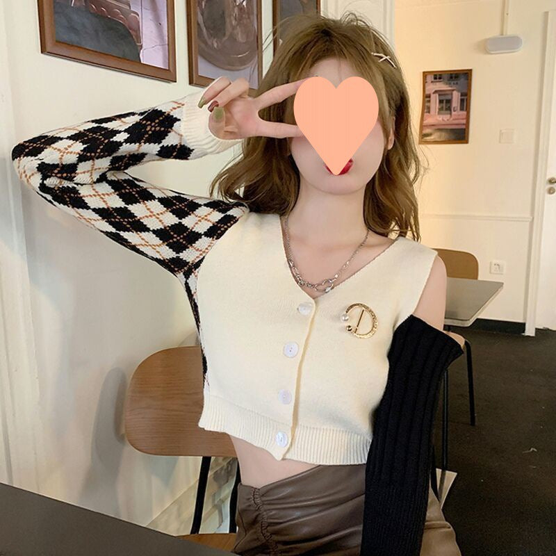 Off-the-shoulder Knitted Cardigan For Women