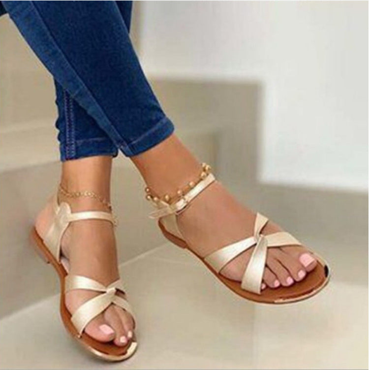 Flat Bottom 36-42  Toe Buckle Casual Sandals Women