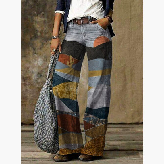 Women's Loose Faux Denim Wide-Leg Pants