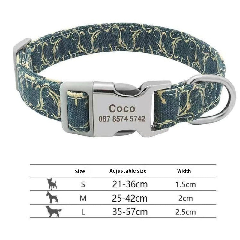 Dog Tag Anti-lost Adjustable Semi-metal Release Buckle Medium And Large