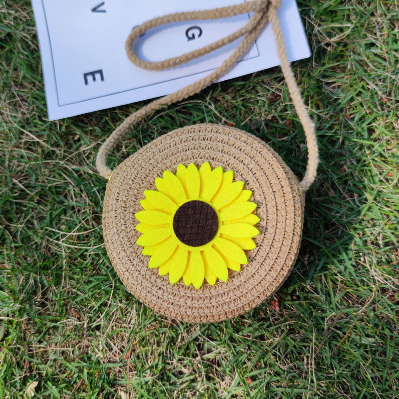Grass Woven Bag For Children's Cute Crossbody