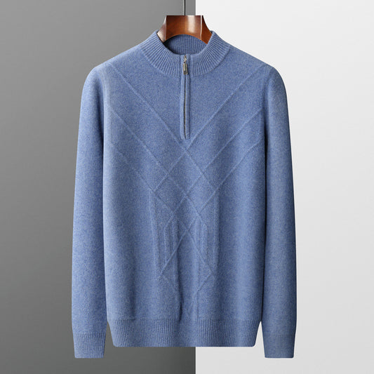 Tykk Sweater Til Mænd Halv Turtleneck Jacquard Business Casual Løs