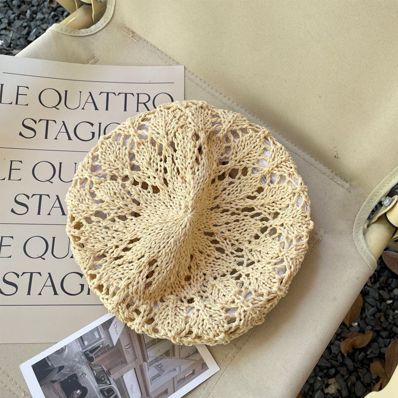 Hollowed Out Hook Flower Beret Lady Breathable Dome Braid