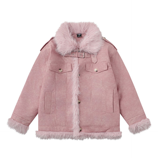 Autumn And Winter New Thickened Cotton Padded Stand-up Collar Cotton-padded Coat Deerskin Velvet